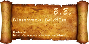 Blazsovszky Balázs névjegykártya