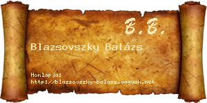 Blazsovszky Balázs névjegykártya